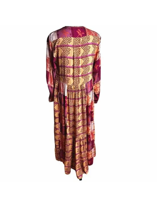 FREE PEOPLE Ibiza Getaway Patchwork Sunset Maxi Duster Kimono XS NWT Festival - Picture 4 of 13